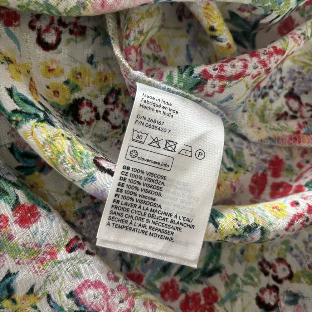 H&M MULTICOLOR FLORAL OFF THE SHOULDER CASUAL RELAXED STYLE TUNIC BLOUSE SIZE 14 - Picture 11 of 13